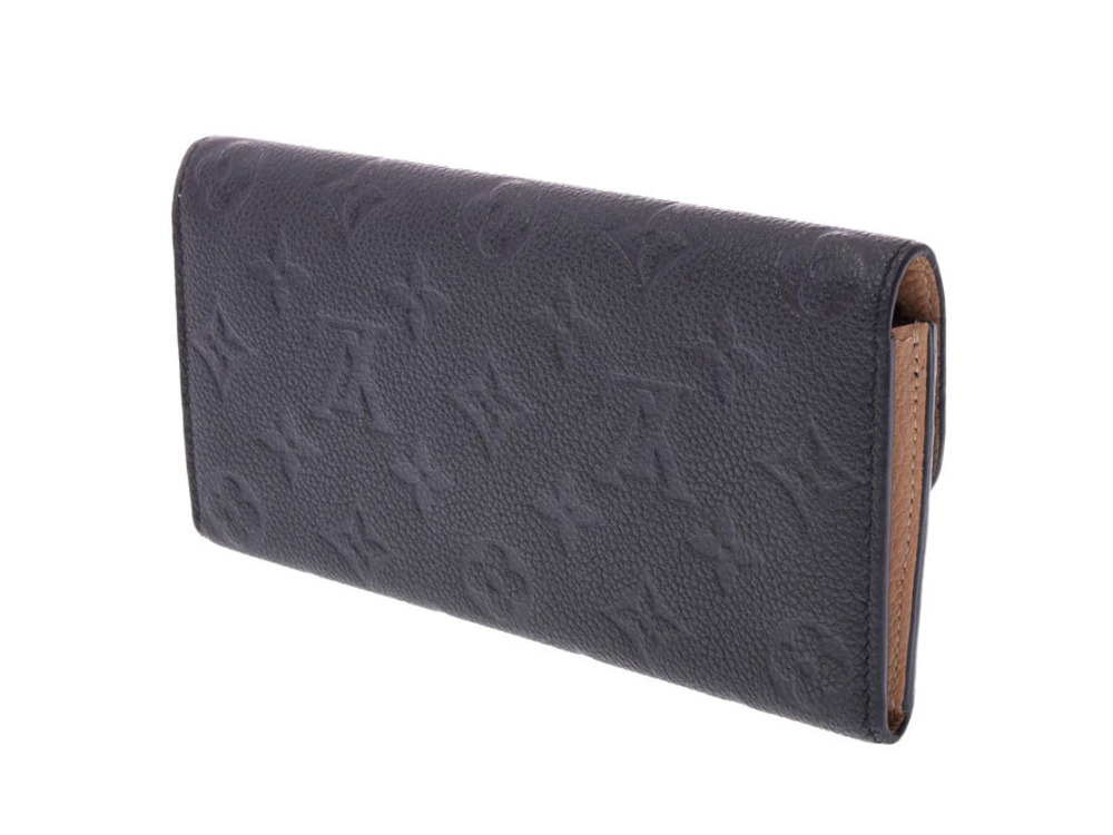 Louis Vuitton Emilie Empreinte Black Leather Long Wallet Portefeuille Black